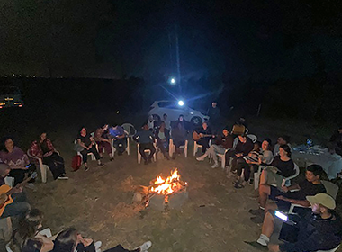 Youth group campfire