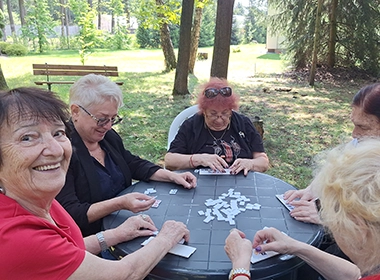 Believers enjoying fellowship during their retreat