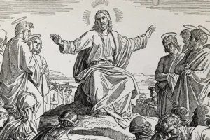 What did Jesus Mean? Black and white drawing.