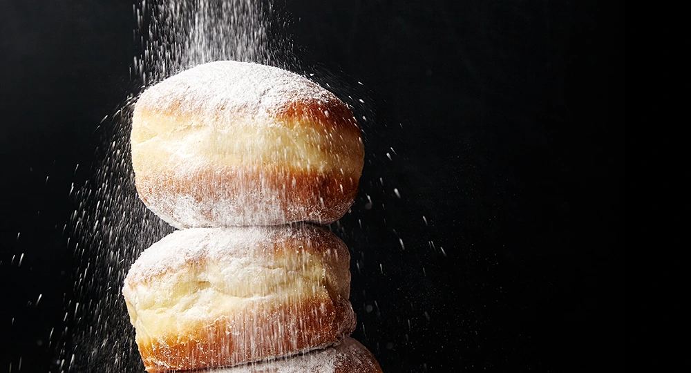 Donuts with powdered sugar