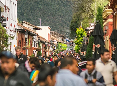 A busy street in Mexico.
